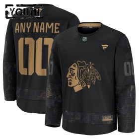 Chicago Blackhawks Hockeydrakt Custom Fanatics Military Appreciation Practice 2024-25 Svart - Barn